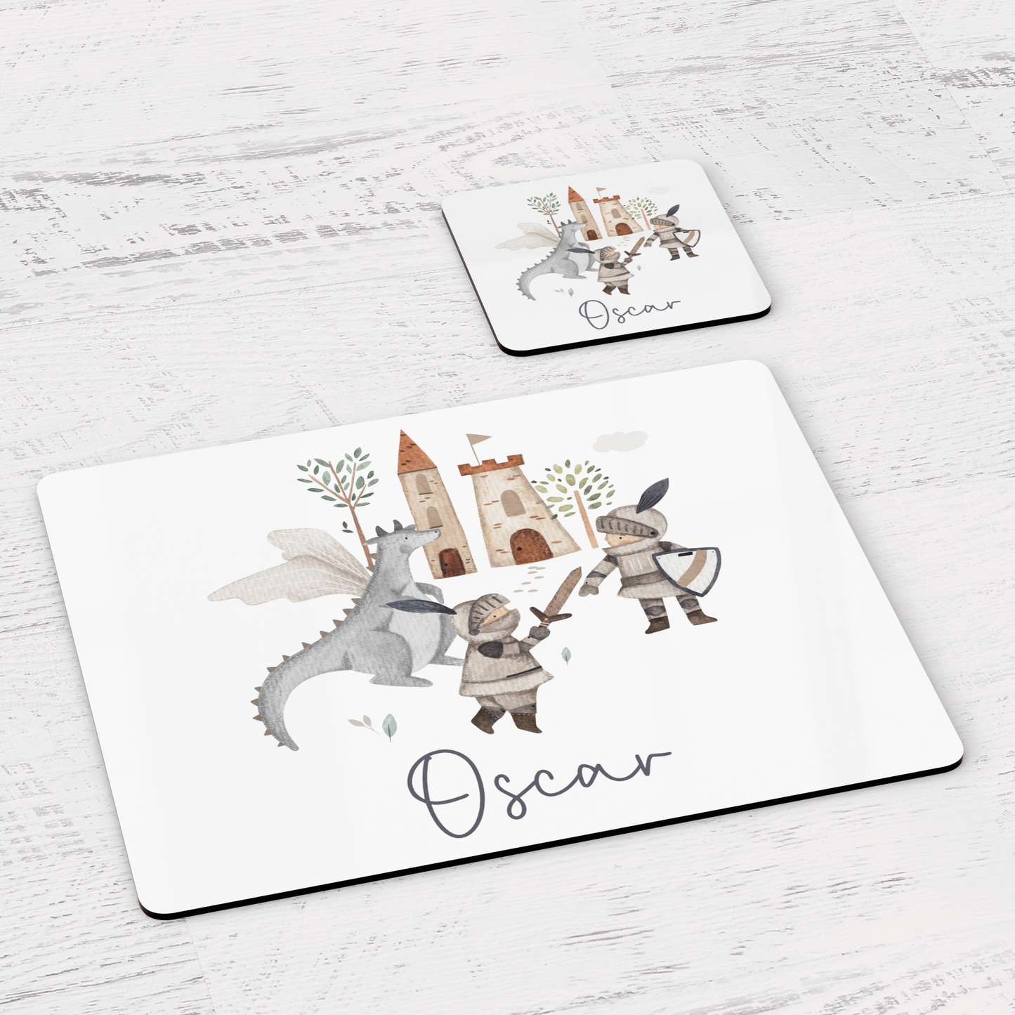 a mouse pad with a picture of a castle on it