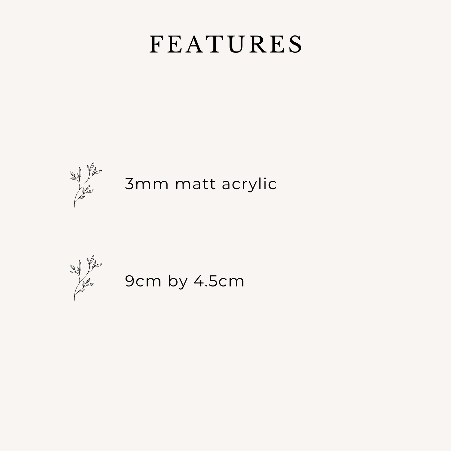 a white background with the words features and measurements