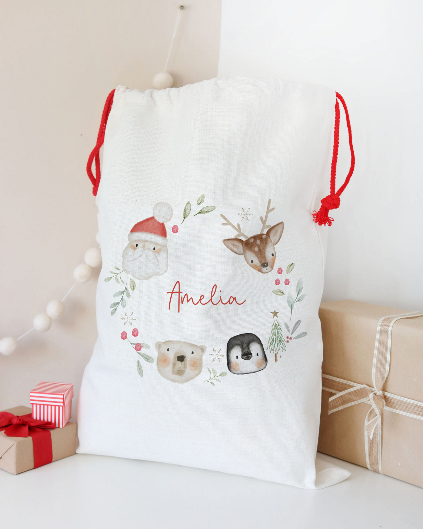 Festive Animals Christmas Sack