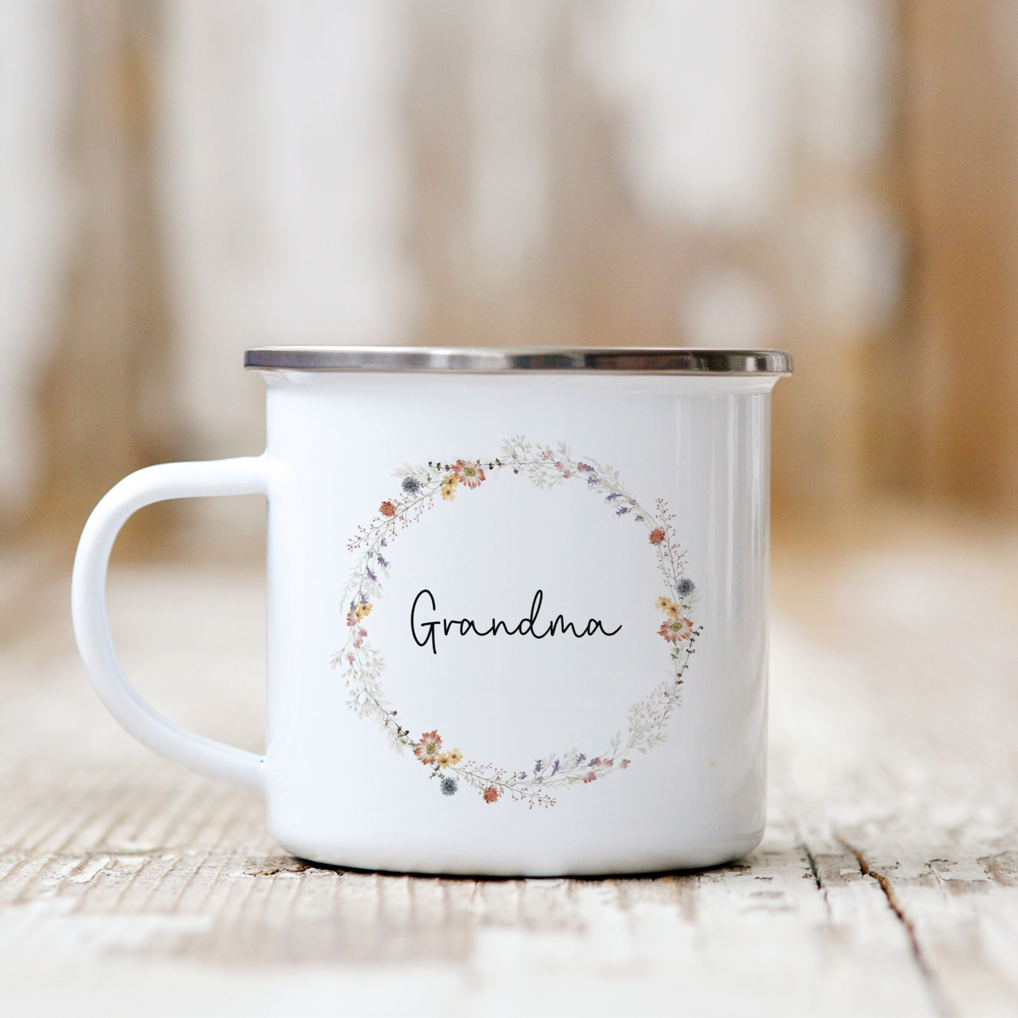Wildflower Wreath Mother's Day Enamel Mug