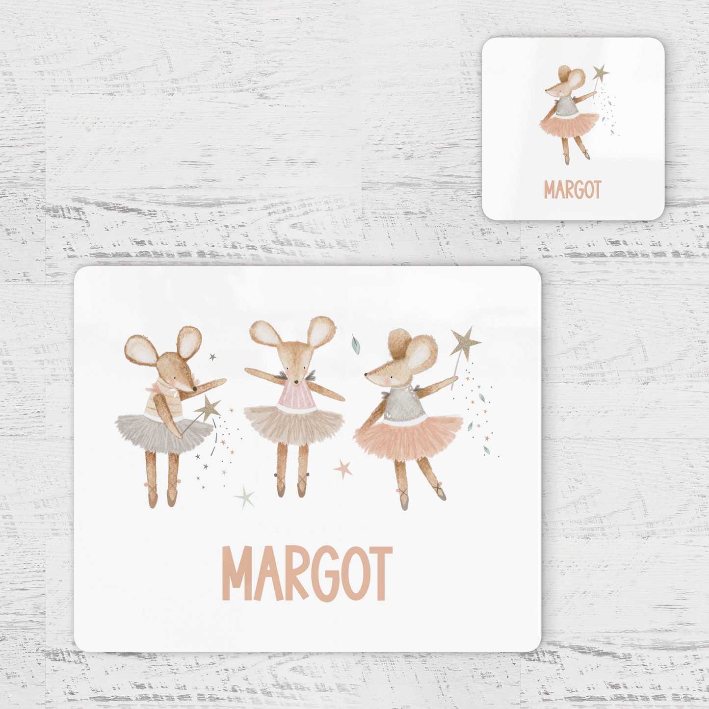 Personalised Mouse Ballerina Children's Placemat and Coaster