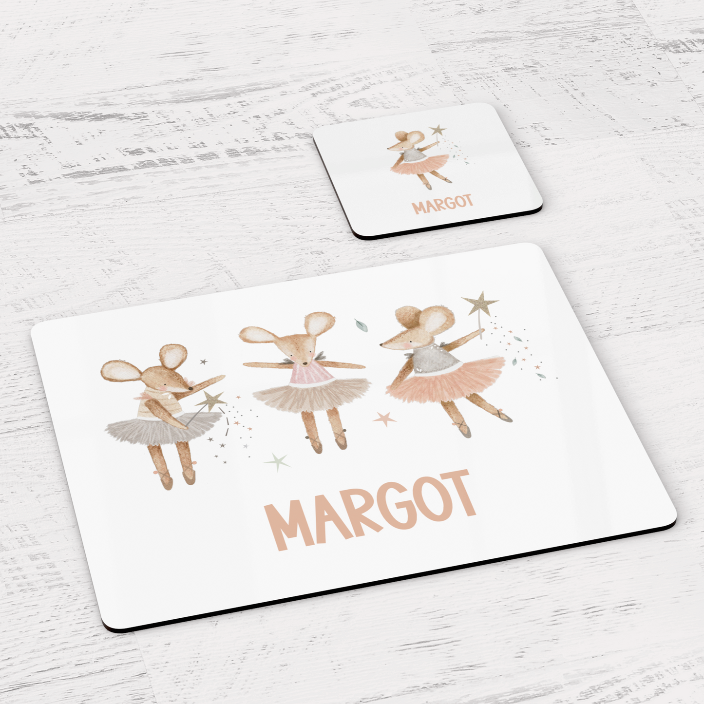 Personalised Mouse Ballerina Children's Placemat and Coaster