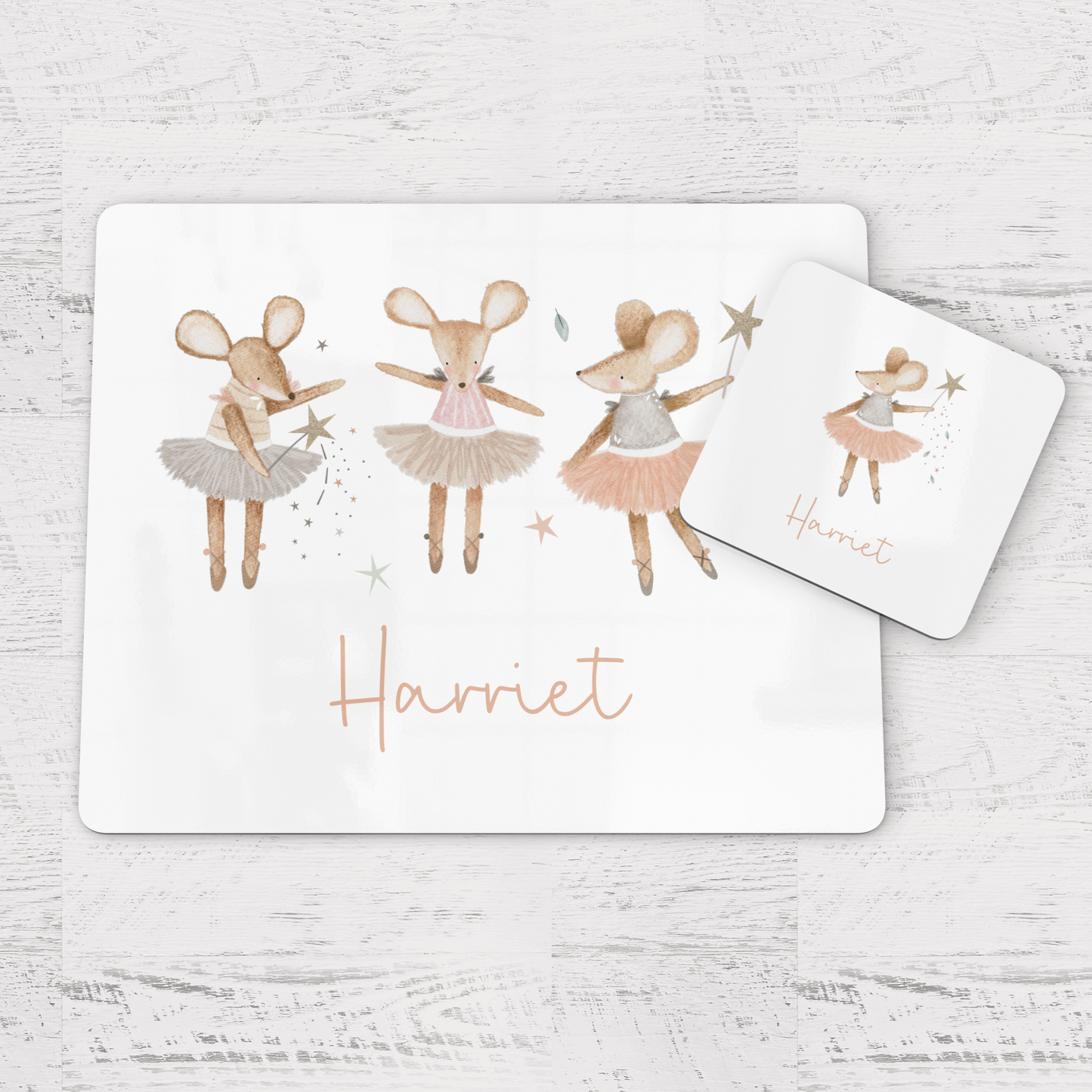 Personalised Mouse Ballerina Children's Placemat and Coaster