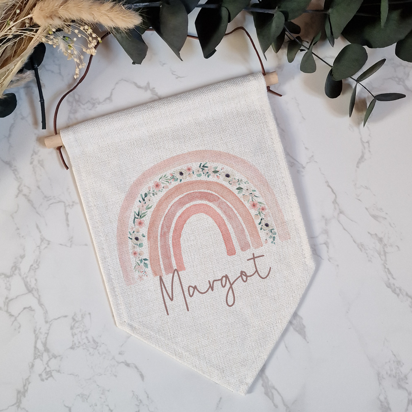 Pink Rainbow Name Flag