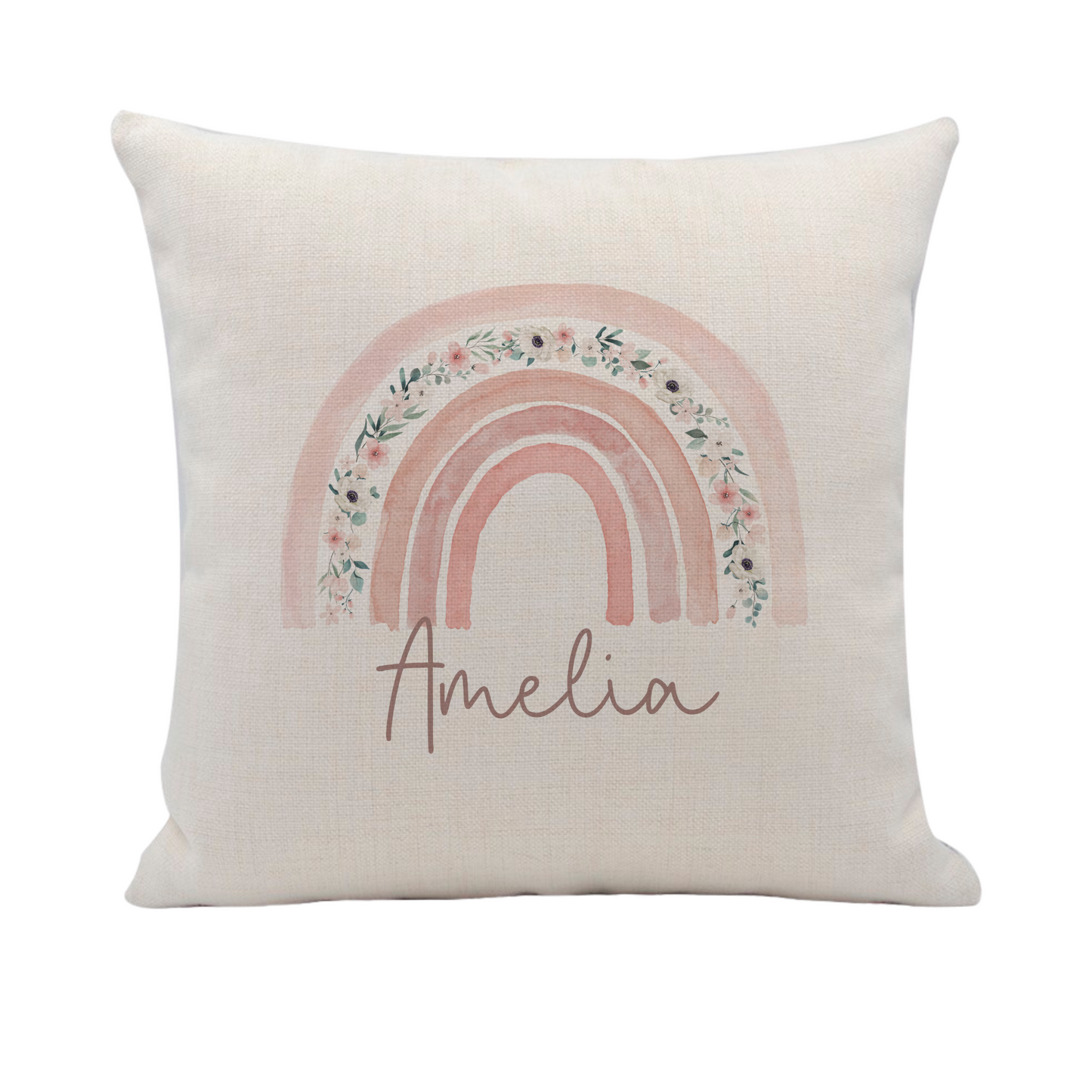 Personalised Floral Rainbow Cushion Cover