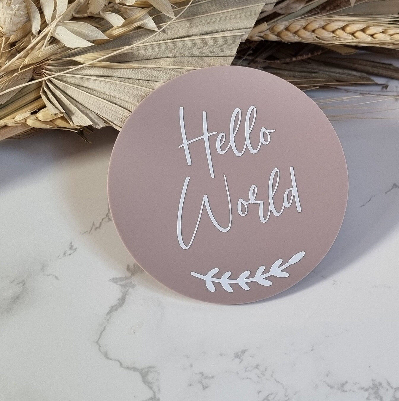 Hello World Baby Announcement Plaque Petite Souris Creations