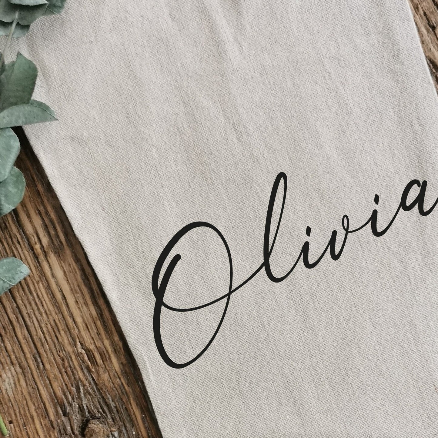 Personalised Minimalist Linen Christmas Stocking Petite Souris Creations