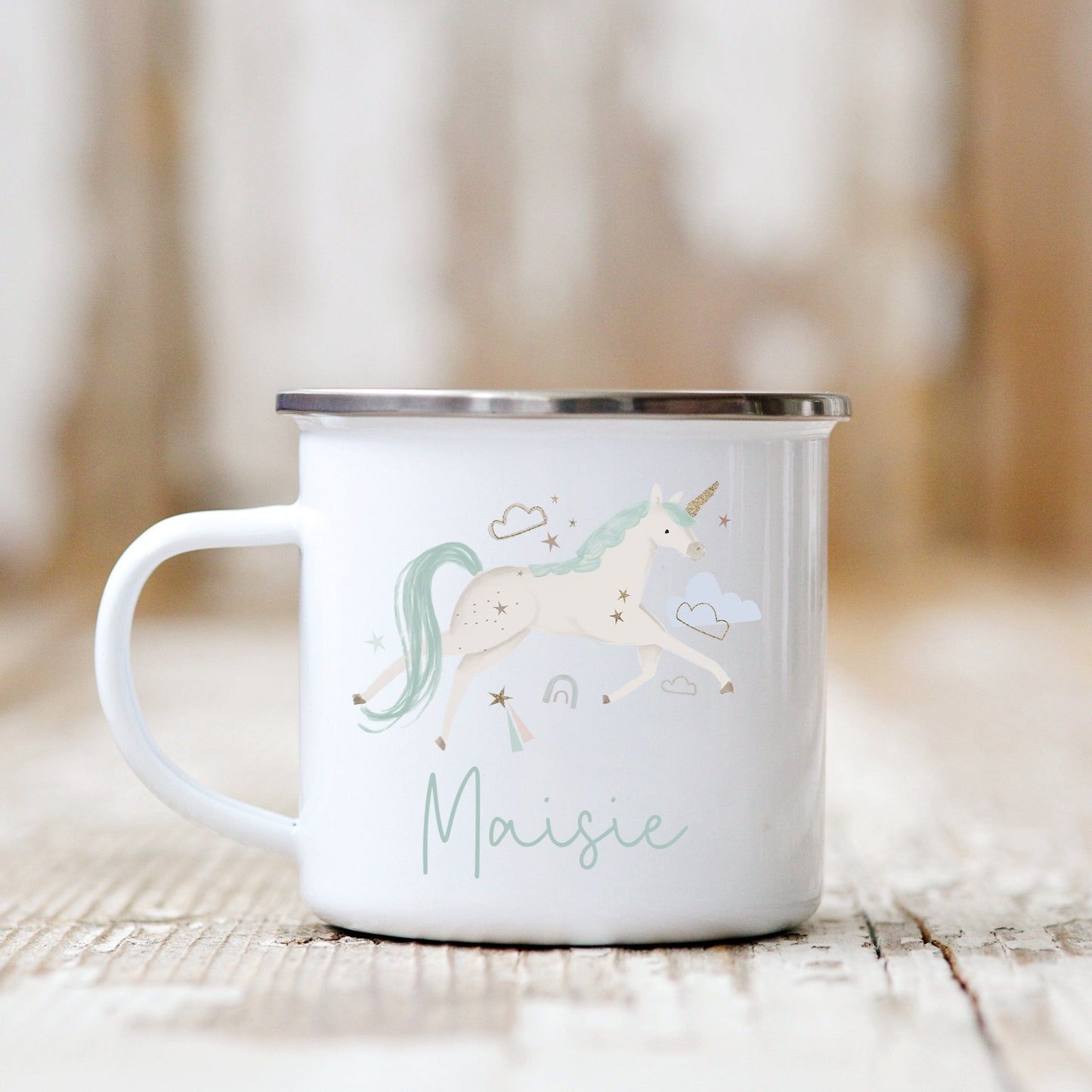 Personalised Unicorn Children's Enamel Mug Petite Souris Creations