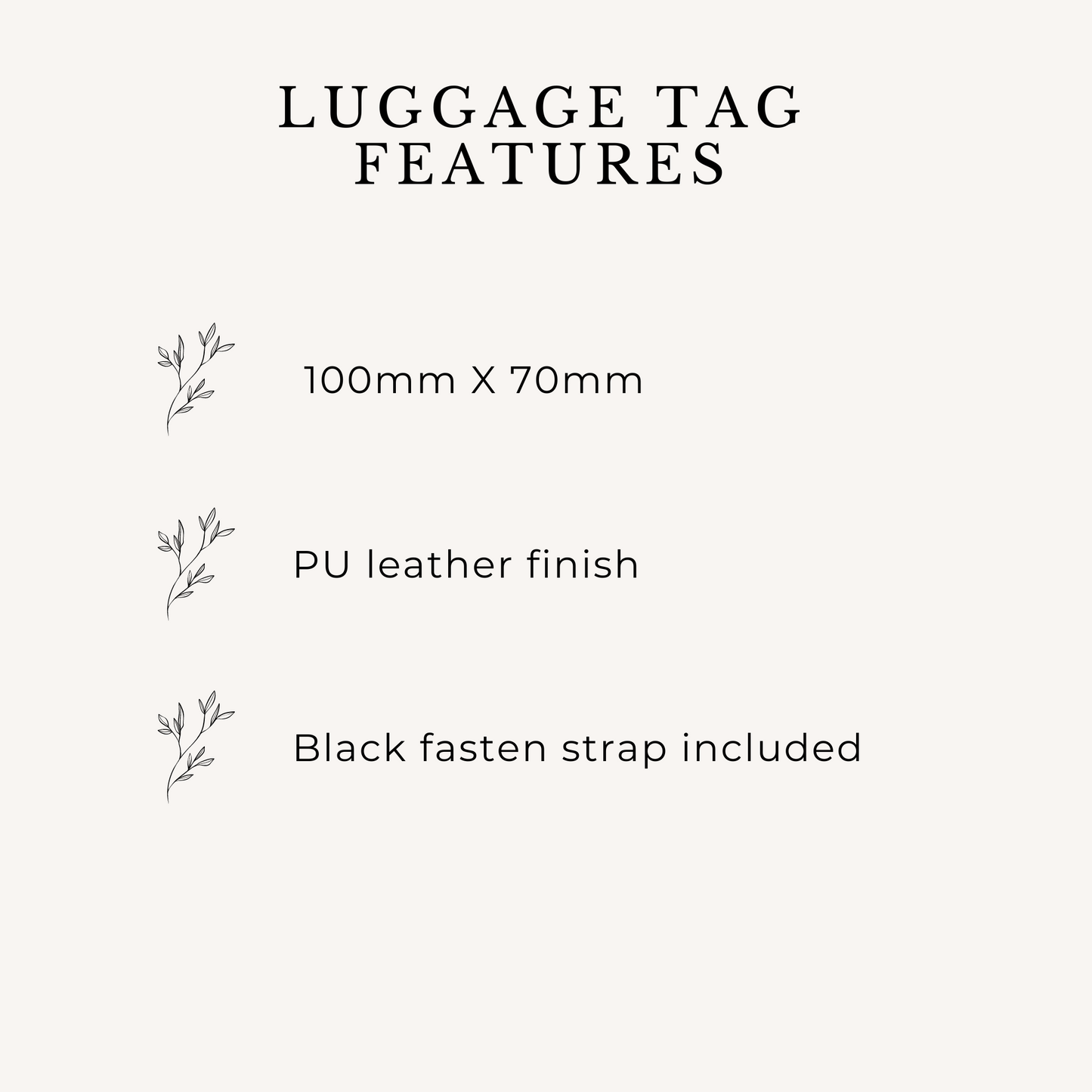 a picture of luggage tag features