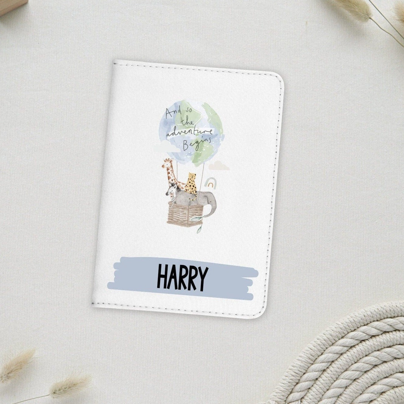 Personalised Children's Animal Adventure Balloon Passport Cover