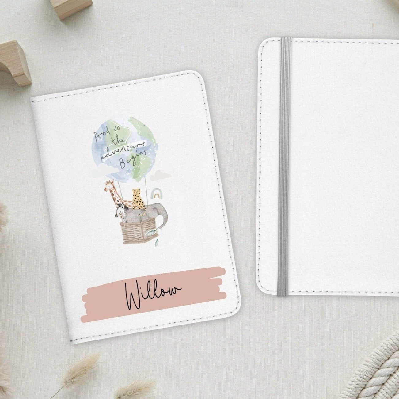 Personalised Children's Animal Adventure Balloon Passport Cover