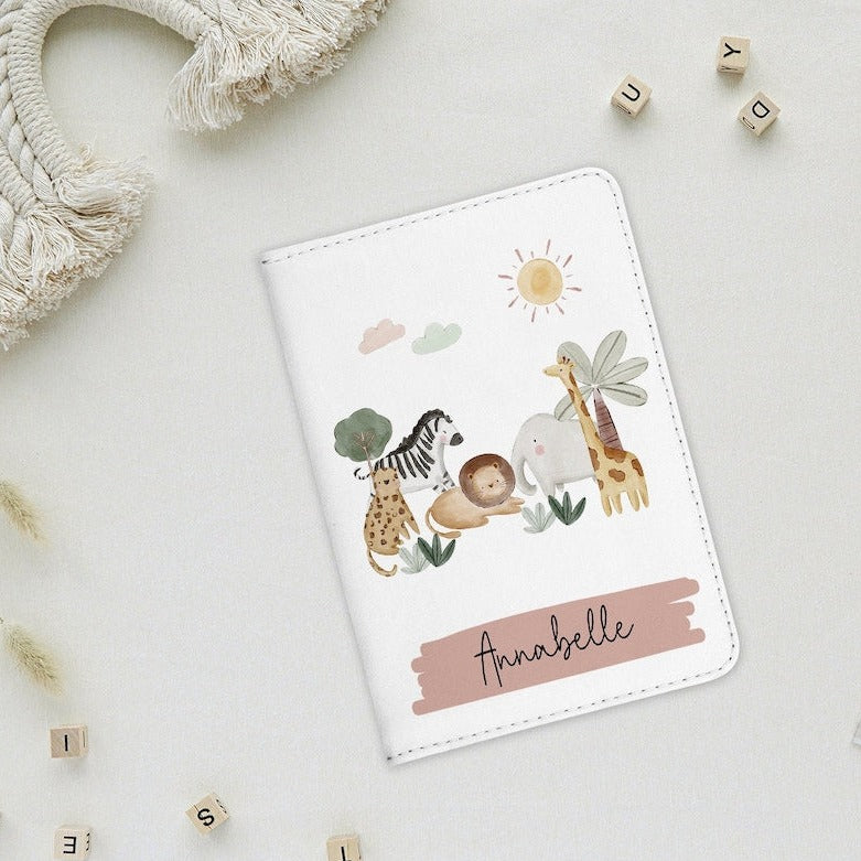 Personalised Children's Jungle Safari Animals Passport Cover Petite Souris Creations