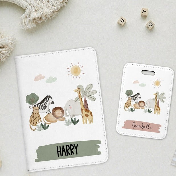 Safari Jungle Animals Passport Holder and Luggage Tag