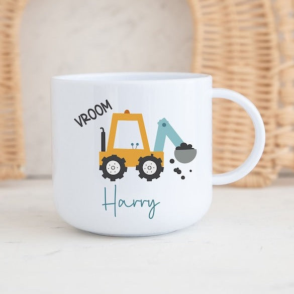 Personalised Digger Children's Polymer Mug Petite Souris Creations