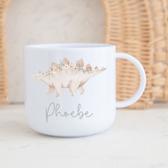 Floral Dinosaur Personalised Polymer Mug