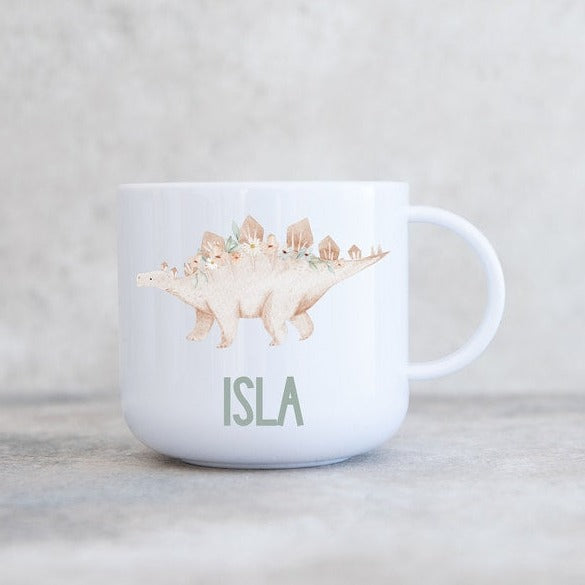 Personalised Floral Dinosaur Children's Polymer Mug Petite Souris Creations