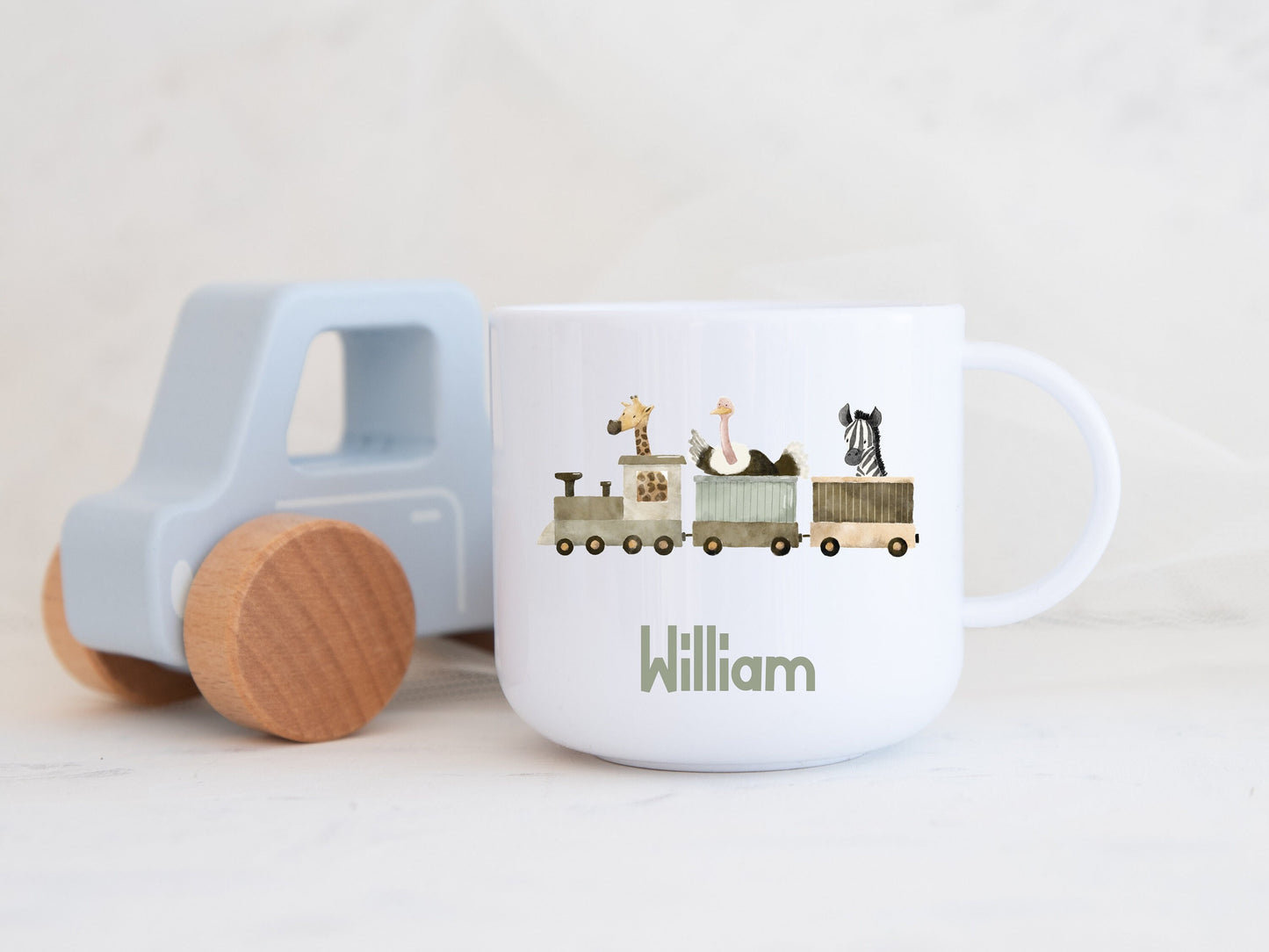 Personalised Safari Animals Train Children's Polymer Mug Petite Souris Creations