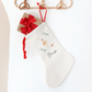 White Christmas stocking with Sugar Plum Fairy design, on a white background