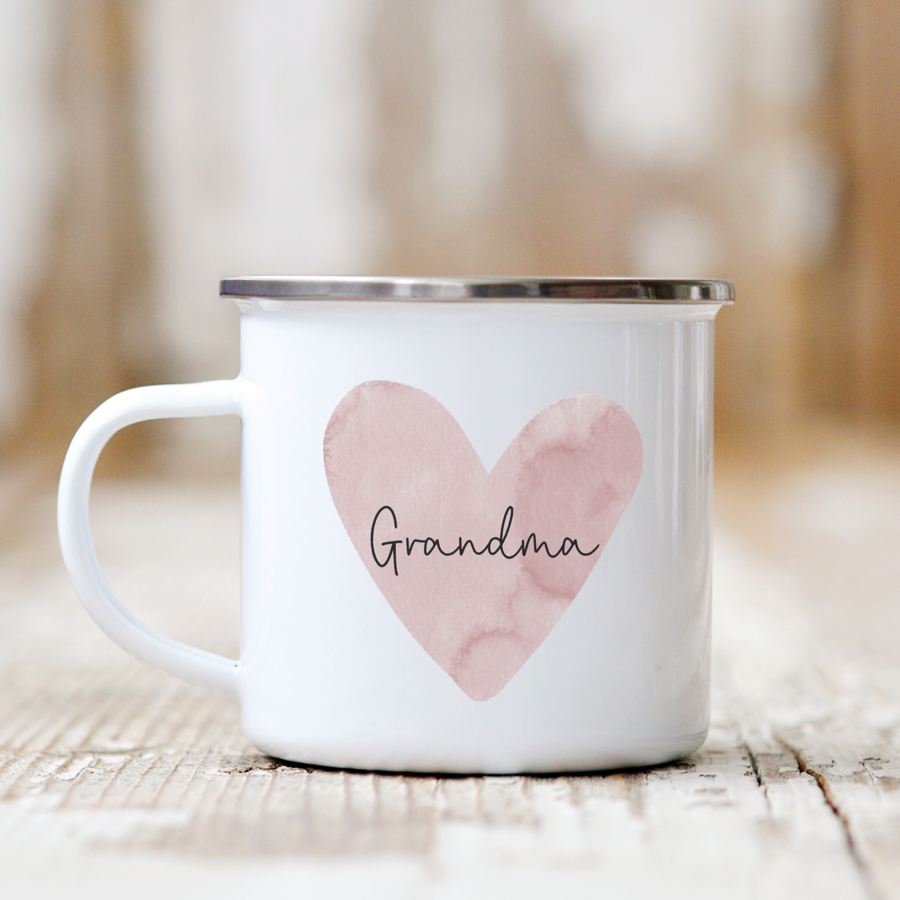 Watercolour Heart Mother's Day Enamel Mug Petite Souris Creations