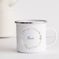 Enamel mug with wildflower wreath and mum text