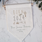 Linen flag with Born in 2024 text and safari animals. Personalised with name and birth details.