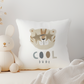 a white cushion with tiger in sunglasses and cool dude underneath