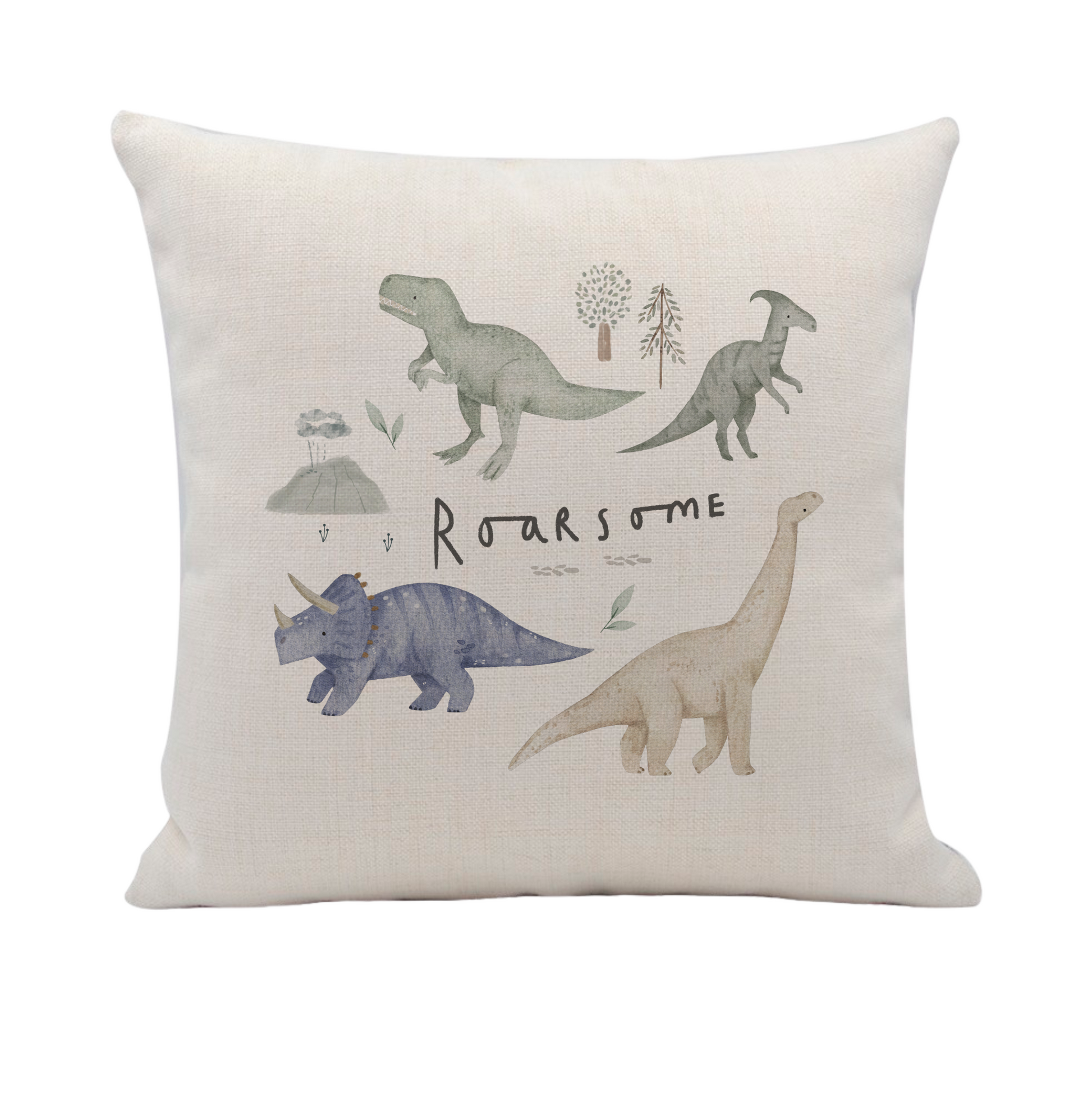 Linen dinosaur cushion cover for kids