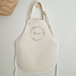 Childs linen like off white apron with wildflower wreath, personalised with name