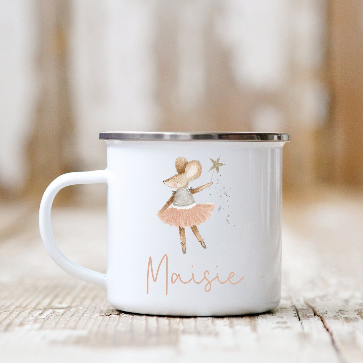 Personalised Ballerina Mouse Children's Enamel Mug Petite Souris Creations