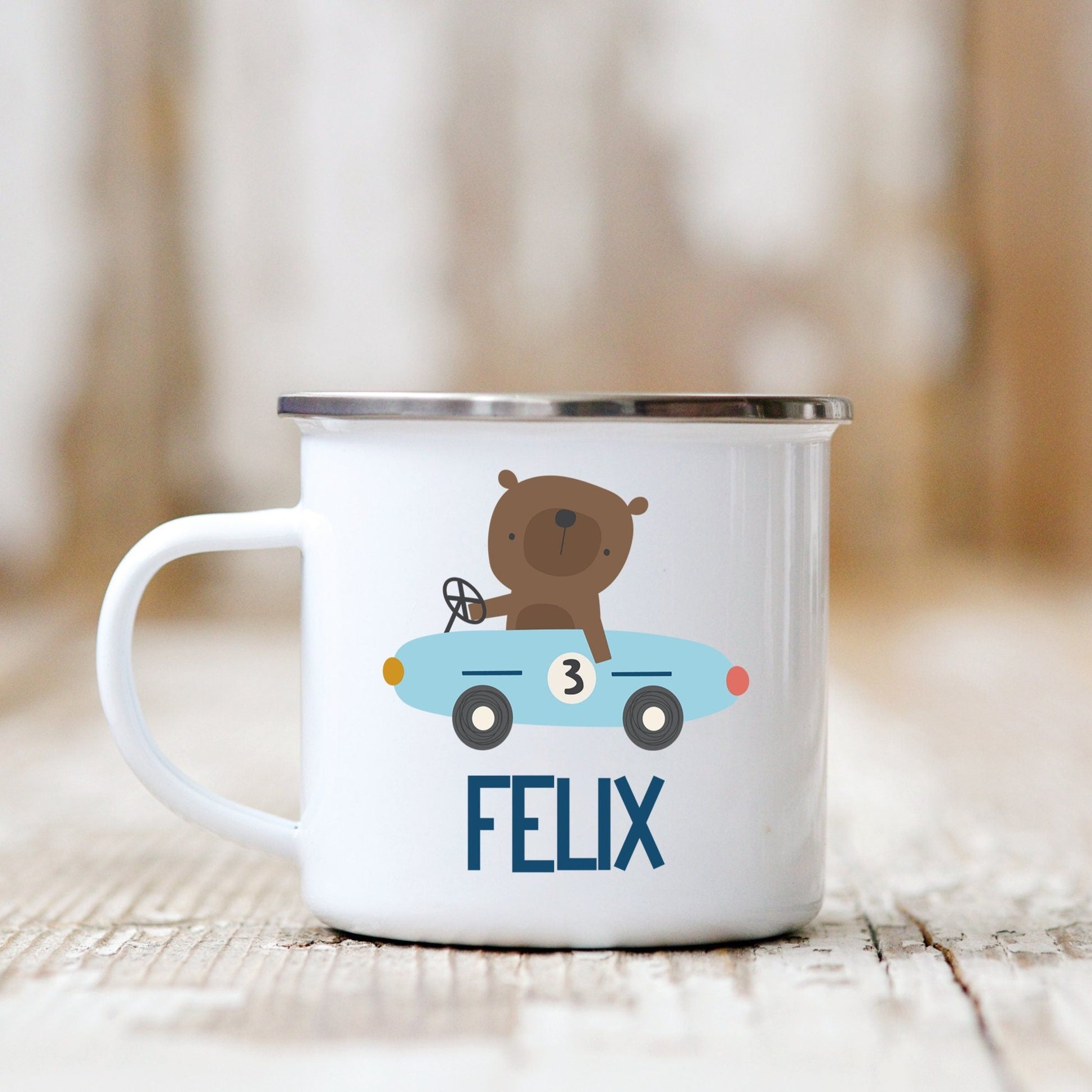 Personalised Bear Children's Enamel Mug Petite Souris Creations