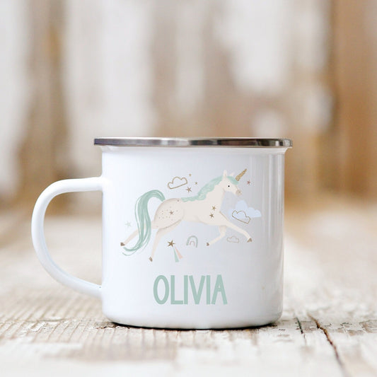 Personalised Unicorn Enamel Mug